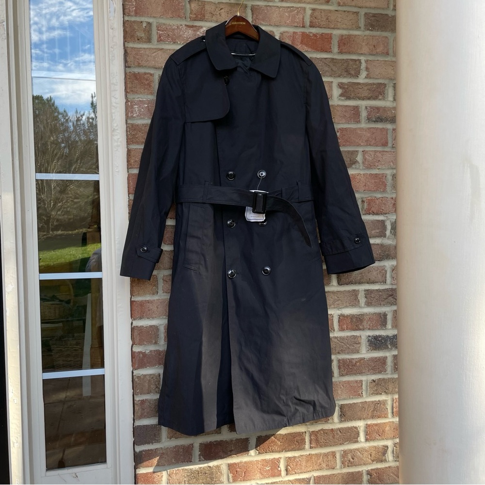 Garrison Collection black military lined trench coat Men 42L New